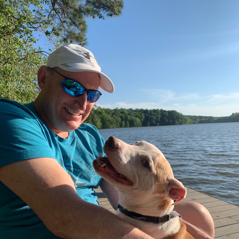 Craig and Rico by the lake